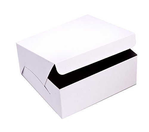 SafePro 10103, 10x10x2. 5 İnç Karton Kek Kutuları, Tek Kullanımlık Kağıt Kek Pasta Kaplarını Çıkarın, Toptan Beyaz Fırın Kutusu