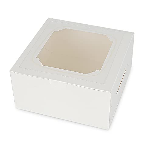 25 pcs 6x6x3 İnç Kek Kutuları ile Pencere Beyaz Kağıt Ekmek Kutusu Kare Karton Cajas Pasteles Tek Kullanımlık Kek Kutusu için