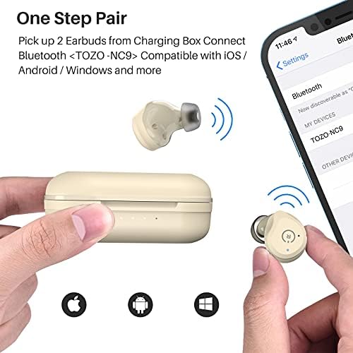 TOZO NC9 Hibrid Aktif Gürültü Önleyici Kablosuz Kulaklıklar, Kulak İçi Kulaklıklar IPX6 Su Geçirmez Bluetooth 5.0 Stereo Kulaklık,