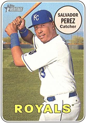 2018 Topps Heritage 101 Salvador Perez Royals Resmi MLB Beyzbol Ticaret Kartı Ham (NM veya Daha İyi) Durumda