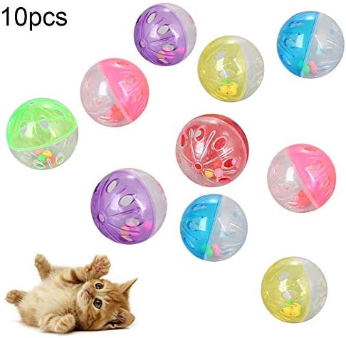 SONGBİRDTH 10 Pcs Kedi Topu Oyuncak-Komik Pet Kedi Yavru Çan Hollow topu Kafes Çiğnemek Interaktif oyuncak için Açık Kapalı