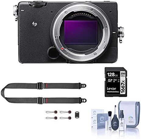 128GB SD Kartlı Sigma fp Aynasız Dijital Fotoğraf Makinesi Paketi, Tepe Tasarımı SlideLİTE Kayışı, Temizleme Kiti