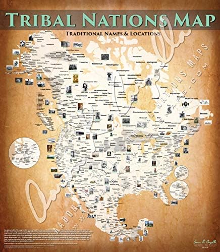 Kuzey Amerika Yerli Milletler haritası Poster-48 x 55 Tuval Poster-Yerli Halklar Haritası