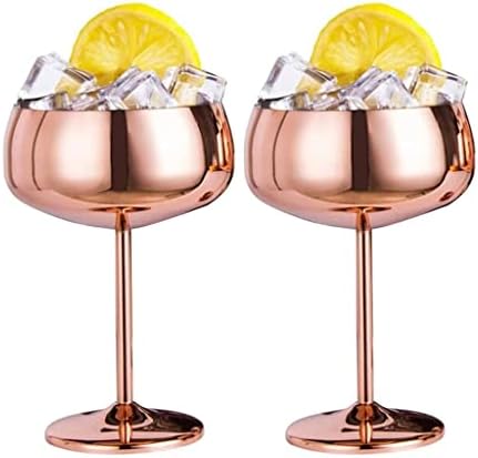 HGGDKDG şampanya bardakları 2 Set Paslanmaz Çelik Vintage Martini Kokteyl Cam şarap Kadehi (Renk: Bir, Boyutu: Bir boyut)