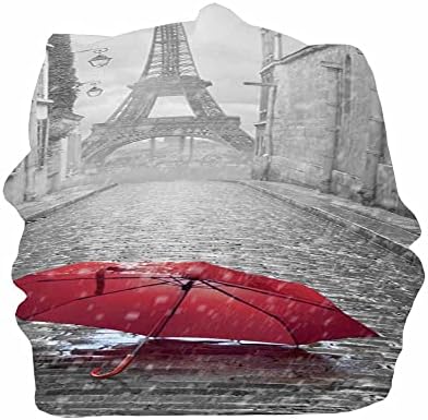 WONDERTİFY Kırmızı Şemsiye Eyfel Kulesi Örgü Şapka Paris Fransa Yağmurlu Sokak Bere Şapka Erkekler Kadınlar ıçin Sıcak, Yumuşak