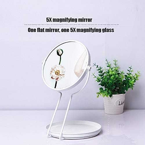 Ev Eşyaları Makyaj Aynası Metal Masa Üstü 360° Dönen Çift Taraflı 5X HD Kozmetik Ayna