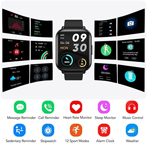 Akıllı saat, Parsonver 1.69 (43mm) Android Telefonlar ve iPhone için Smartwatch Uyumlu IP68 Su Geçirmez Spor İzle Erkekler