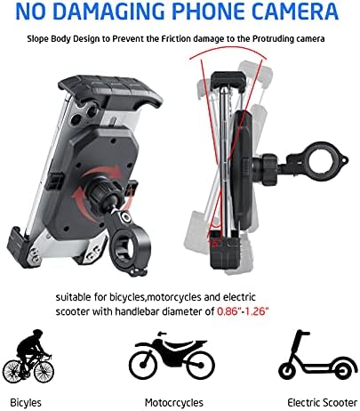 Jıtehsha Bisiklet Telefon Dağı Gidon / Dikiz Motosiklet Cep Telefonu Tutucu Alüminyum Top Tabanı ile Tek Dokunuşla Kilit 360