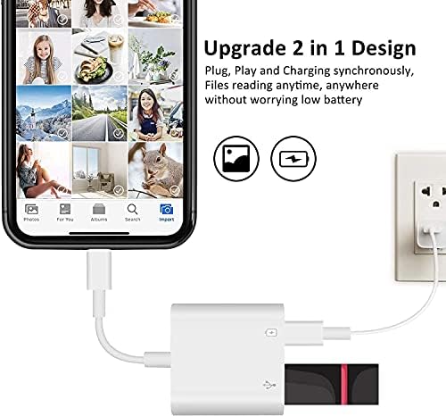 USB Kamera Adaptörüne Yıldırım, [Apple MFi Sertifikalı] Hızlı Şarj Bağlantı Noktasına Sahip USB OTG Adaptör Seçkin iPhone,