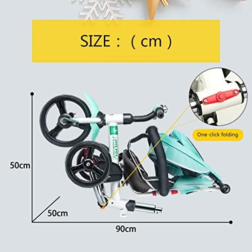 Bebek Üç Tekerlekli Bisiklet Arabası Bisiklet Bir Düğme Katlanır Taşınabilir Arabası için 1-6 Yaşında Bebek Sürme Roscloud@
