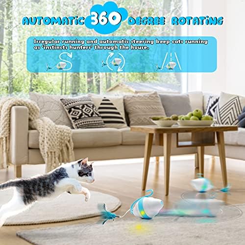 Biilaflor Interaktif kedi oyuncaklar için kapalı kediler Haddeleme Fare Kedi tüy Oyuncaklar Pet oyuncaklar ile USB şarj edilebilir