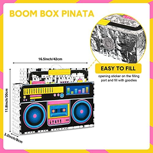 Retro Pinata Boom Box 80'in Tema Boombox Pinata Çocuk Doğum Günü Partisi Dekor Meksika 1980 s Hip Hop Pinata Asılı Döngü ile