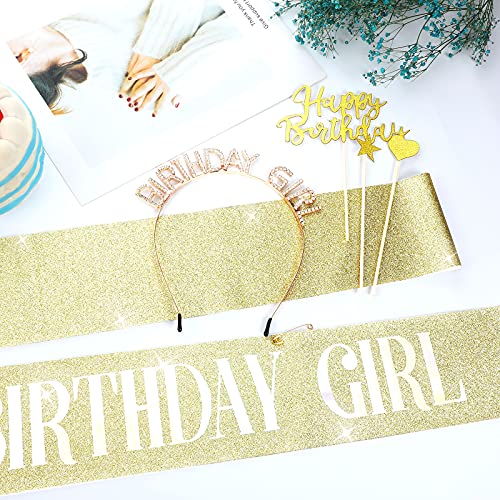 Doğum günü Tiara ve Kanat Kiti Kız Doğum Günü Kanat Rhinestone Glitter Doğum Günü Taç Bandı 11 Adet Mutlu Doğum Günü Pastası