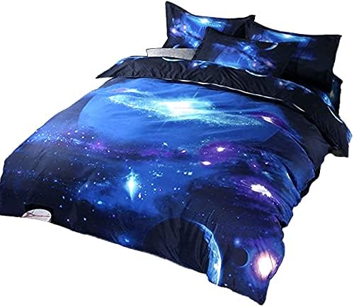 Dış Uzay Nevresim Setleri Ikiz çocuk yatağı seti Erkek Kız Yıldızlı Gökyüzü Yorgan Kapak Fermuarlı Yakın yatak odası dekoru