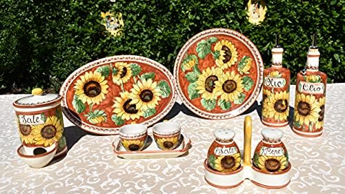Tuscan seramik’ satış ' tuz kavanozu el yapımı, italya'da yapılan ayçiçeği tasarımları ile el boyaması