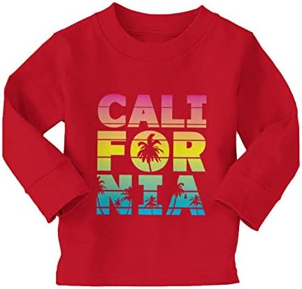 California-Neon Palmiye Ağacı Cali Yaz Bebek / Yürümeye başlayan çocuk pamuklu Jarse T-Shirt