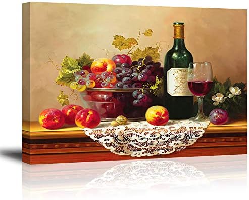 Mutfak için Retro Şarap Resimleri, Yemek Odası için PIY Canlı Meyveler Duvar Sanatı, Tuval Baskılar Yağlıboya Resim Reprodüksiyonu