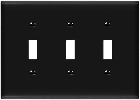 ENERLİTES Üçlü ışık anahtarı Duvar Plakası, Geçiş Anahtarı Plakası, Parlak Kaplama, 3-Gang Orta Boy 4.88 x 6.77, Kırılmaz Polikarbonat