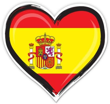 İspanya Bayrağı Kalp Espana-5 Vinil Sticker - Araba Laptop için I-Pad-Su Geçirmez Çıkartması