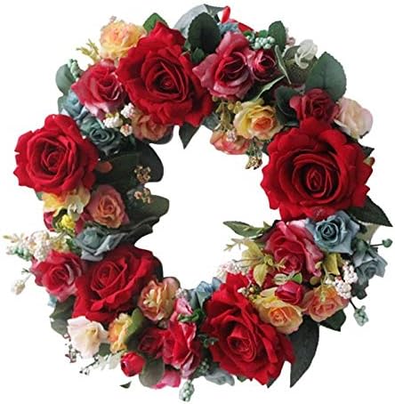 YYDFPİİA Gül Çiçek Çelenk El Yapımı Çiçek Çelenk Yapay Bahar Çelenk için Ön Kapı Duvar Düğün Parti Ev Dekor