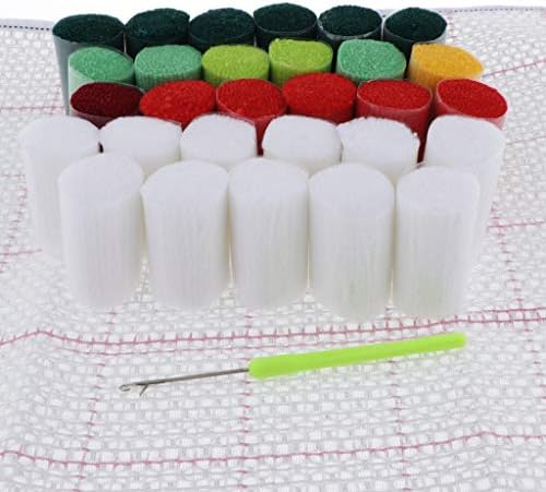 Bonarty 3X DIY Tığ Iplik Kitleri, iğne Mandalı Kanca Kiti Bitmemiş Crocheting Kilim Iplik Yastık Nakış Halı Seti (Noel Ağacı