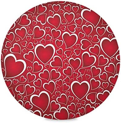 xigua 1 ADET Romantizm Kalpler Yer Paspaslar sevgililer Günü Yuvarlak Placemat ısıya dayanıklı Placemat yemek masası Mat daire