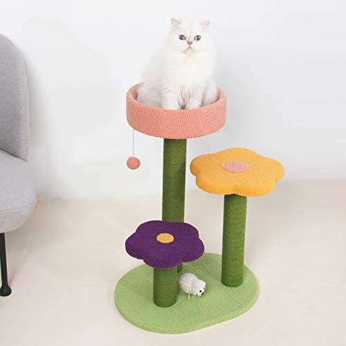 Boshen Renkli Kedi Etkinlik Ağacı kedi tırmığı Sonrası Kedi Kulesi w / Çiçek ve Platform Kapalı Kedi Mobilya 28 inç H