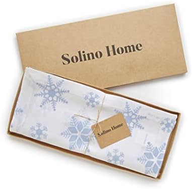Solino Home Let ıt Snow Masa Koşucusu - %100 Saf Keten Baskılı 14 x 72 İnç, Açık Mavi-Avrupa Keten, Makinede Yıkanabilir Masa