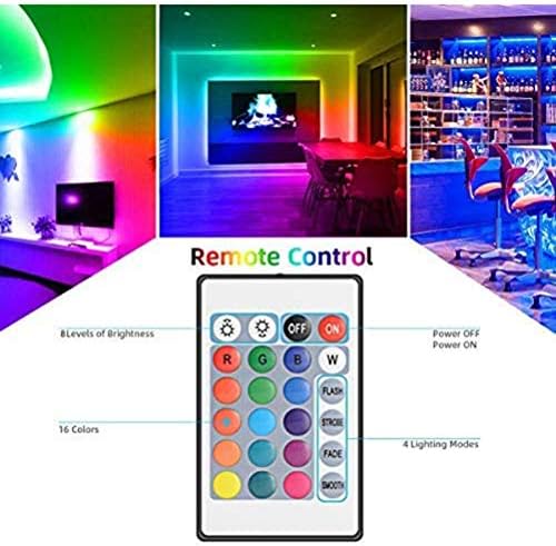 Bticx RGB LED şerit ışık esnek renk değiştirme ışık için 24 tuşları uzaktan kumanda ile yatak odası masası mutfak parti yatak