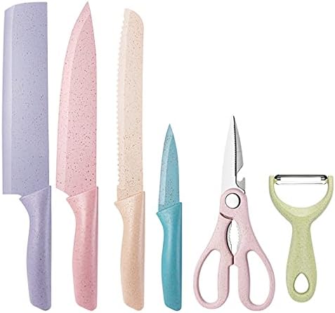 Bıçaklar Saman Bıçakları Mutfak Ev Bıçakları Set Altı Parçalı Hediye Renkli Mutfak, Yemek ve Bar (Çok Renkli)