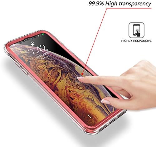 NASOUSA Tam Vücut TPU Tampon Olgu ile Dahili Ekran Koruyucu için 6.5 inç iPhone Xs MAX (2018) (Kırmızı)