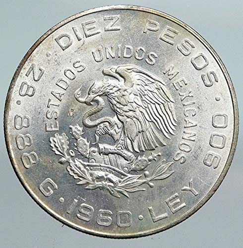 1960 bilinmeyen 1960 Meksika 150Y KURTULUŞ savaşı Hidalgo Deli 10 Peso İyi Sertifikasız