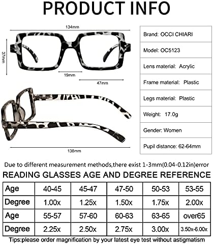 OCCI CHIARI okuma Gözlükleri Kadınlar için Trendy Okuyucu(1.0 1.25 1.5 1.75 2.0 2.25 2.5 2.75 3.0 3.5 4.0 5.0 6.0)