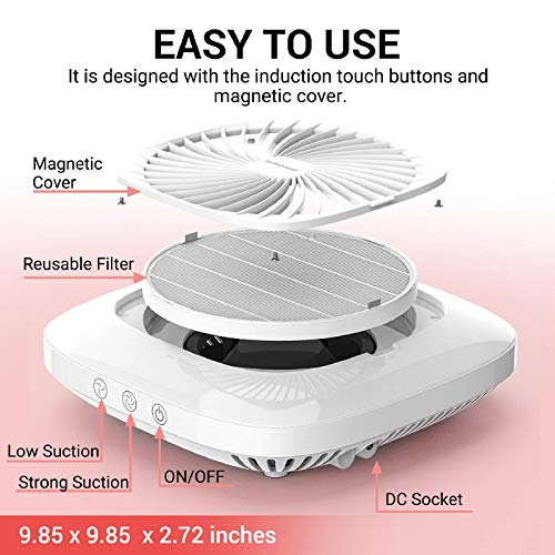 MelodySusie Tırnak Toz Toplayıcı ile Profesyonel Şarj Edilebilir Tırnak Matkap Makinesi 35000 RPM, Güçlü Tırnak Vakum Fan Toz