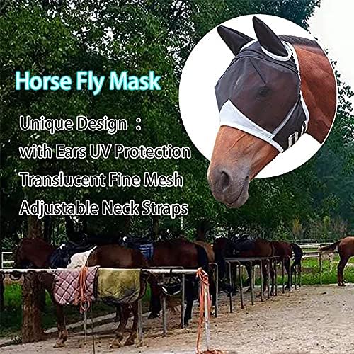 At Sinek Maskesi Süper Konfor Sinek Maskeleri ile Atlar için Kulaklar Esneklik At Sinek Maskesi UV Koruma