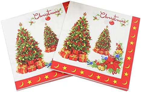 DOOGA 80 Parça Noel Peçeteler Tek Kullanımlık Kokteyl Peçeteler Kağıt Dekoratif Peçeteler Tatil Öğle Çay Noel Parti Malzemeleri
