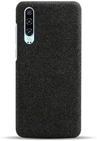 Huawei P30 için SHUNDA Kılıf, Ultra İnce Keçe Kumaş Anti-Parmak İzi Koruma Kapağı için Huawei P30-Siyah