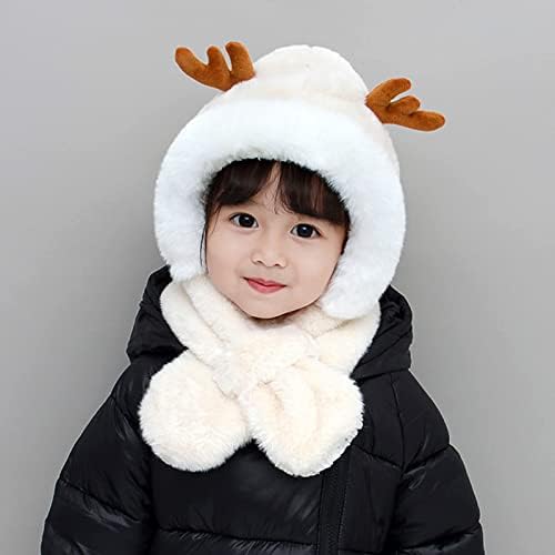 Çocuklar kış şapka eşarp kış kulaklığı Hood, kış sıcak şapka çocuk kız erkek sevimli boynuzları yumuşak astar için