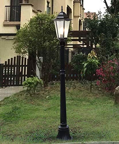 KMYX 1-Light Vintage Açık Cam fener çim bahçe ışık Geleneksel Avrupa Victoria Su geçirmez Retro Sütun Lamba sokak ışık alüminyum