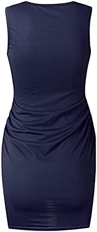 officpb Elbise Kadınlar için, Kadınlar Casual Yaz Ekip Boyun Katı Dantelli Kolsuz Tank Bodycon Gömlek Kısa Mini Elbiseler