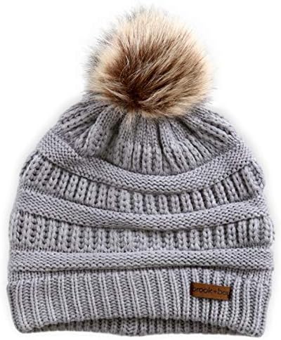Brook + Bay Pom Pom Beanie Kış Şapka Kadınlar için-Faux Kürk Ponpon Sıcak Tıknaz Yumuşak Kablo Örgü Şapkalar-Soğuk Hava Örme