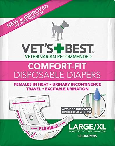 Veterinerin Dişi Köpekler için en iyi Çocuk Bezi, Comfort-Fit Tek Kullanımlık, Büyük / X-Large, 12 Sayım, 12 Paket
