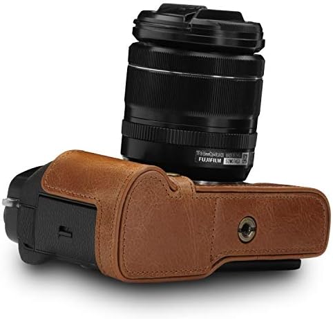 Mega Gear MG1553 X-T3 Ever Ready Hakiki Deri Kamera Yarım Kılıf ve Kayış-Kahverengi, Kompakt