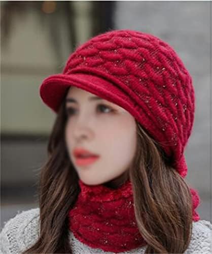 YAPIŞKAN Ördek Dil Yün Kap Kadın Kış Sıcak Ve Kadife Örme Şapka Önlüğü İki parçalı Kulak koruyucu Kap (Renk: Bir, Boyutu: Bir