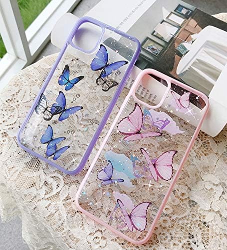 hzcwxqh Sevimli Bling Glitter Temizle iPhone 11 Yanardöner Kelebek Telefon Kılıfı için Kadın İnce İnce Yumuşak Silikon [Sparkle