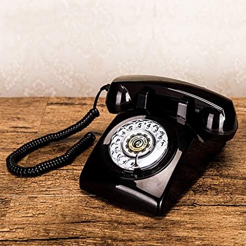Qdıd Retro Tarzı Telefon/Döner Çevirmeli Telefon/Vintage Telefon/Klasik Masa Telefonu ile Döner Çevirici (Renk: Siyah-1)