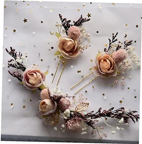 Rulutı Gelin Saç Pins, 3 adet/takım U-Şekilli Çiçek Tokalar Headdress Yan Combs Düğün Aksesuarları Gelinler Nedime için