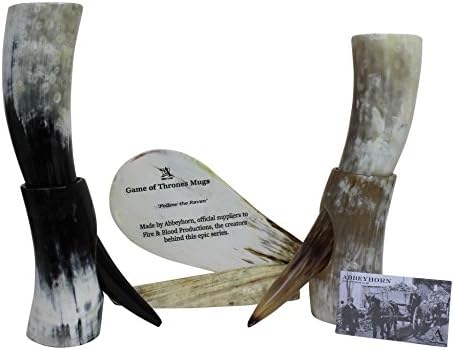 Abbeyhorn Oyun Thrones Büyük Doğal Viking Kullanılabilir İçme Oxhorn Horn & Standı