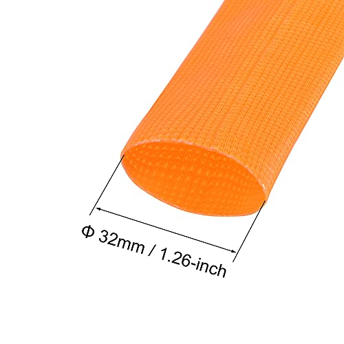 uxcell Takviyeli PVC Lay Düz Su Tahliye Hortumu, 1 7/8(48mm) Genişlik 1 1/4(32mm) OD 20m Uzunluk Turuncu
