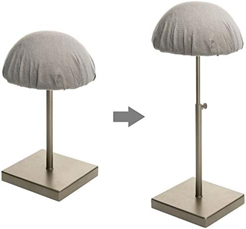 MyGift Kumaş Kaplı Kubbe, Masa Üstü Peruk Ekran Standı ile 2 Ayarlanabilir Yükseklik Bronz-Metal Şapka Rafı Seti